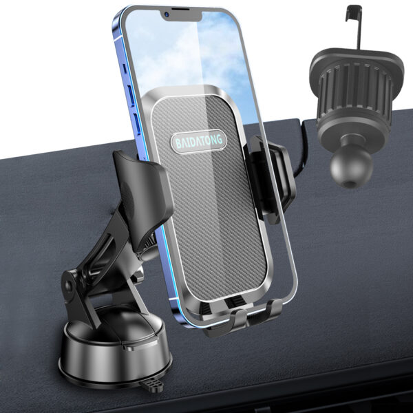 Car Phone Holder Mount【3-in-1 Powerful Suction Cup】 Universal Car Phone Mount for Dashboard/Air Vent/Windshield - Compatible with iPhone & Android Smartphones (Black) - Image 2