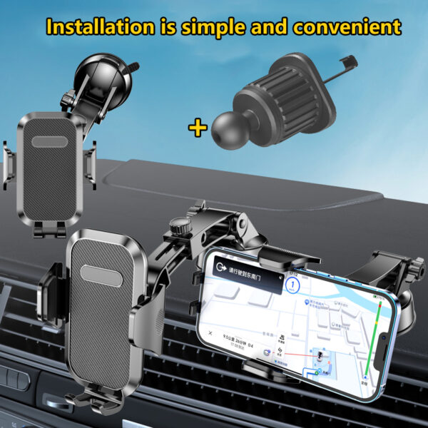 Car Phone Holder Mount【3-in-1 Powerful Suction Cup】 Universal Car Phone Mount for Dashboard/Air Vent/Windshield - Compatible with iPhone & Android Smartphones (Black) - Image 7